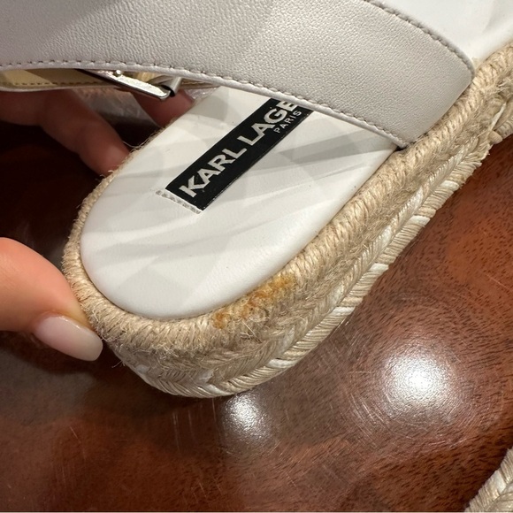 NWOT Karl Lagerfeld White Adalina-Studs Pearl Espadille Sandals size 7.5 - Picture 9 of 11